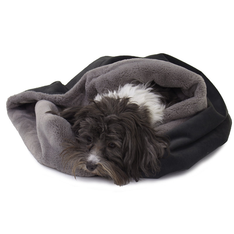 Charcoal Elevated Reversible Microfiber and Faux Fur Pet Bed