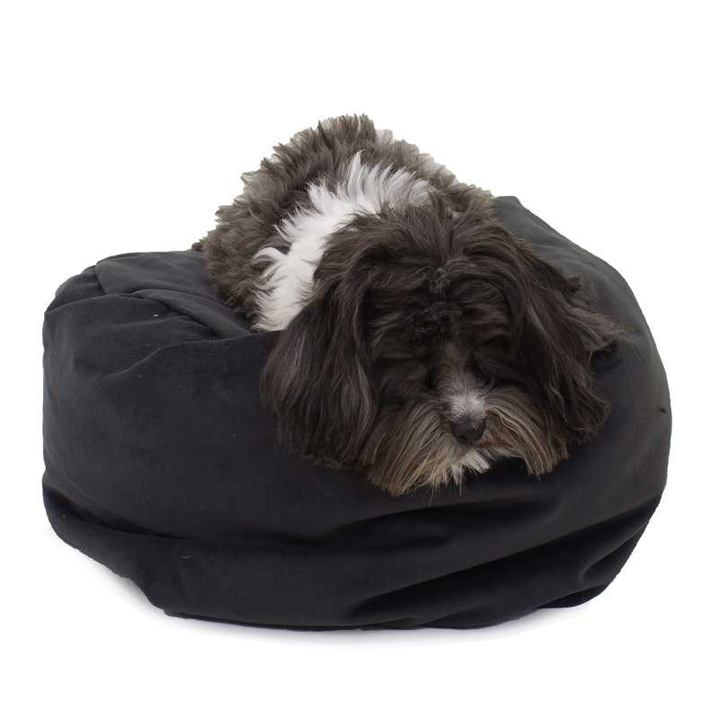Charcoal Elevated Reversible Microfiber and Faux Fur Pet Bed