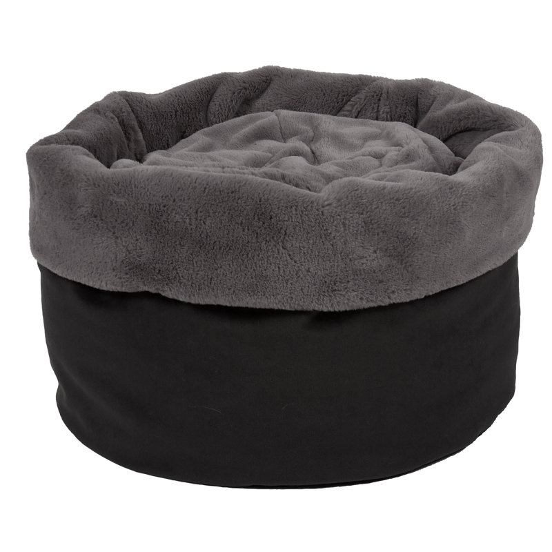 Charcoal Elevated Reversible Microfiber and Faux Fur Pet Bed