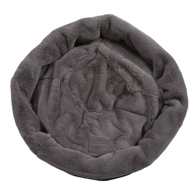 Charcoal Elevated Reversible Microfiber and Faux Fur Pet Bed