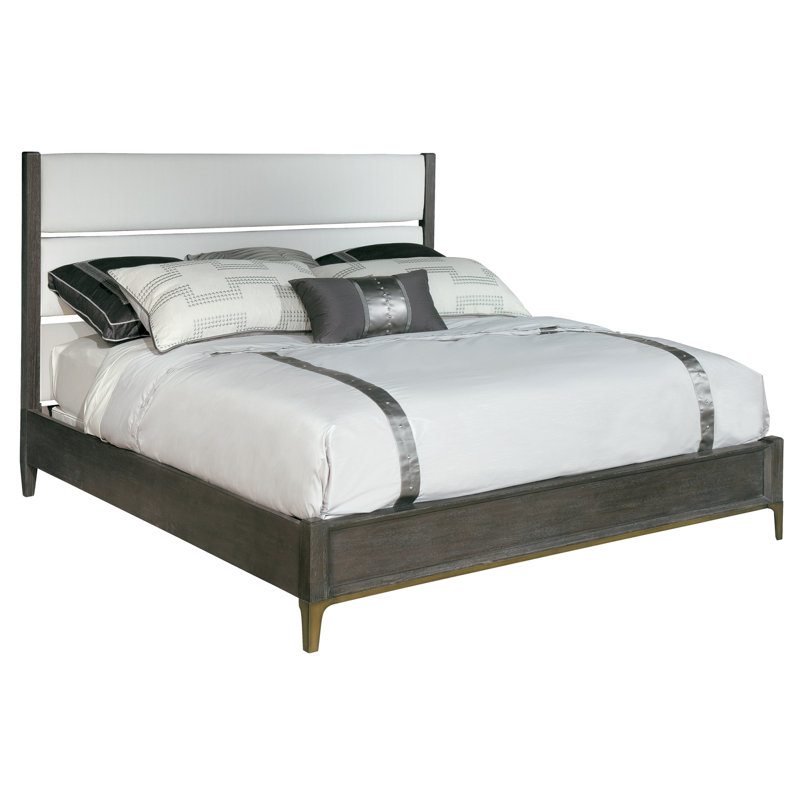 Edgewater King Size Brown and White Linen Upholstered Bed