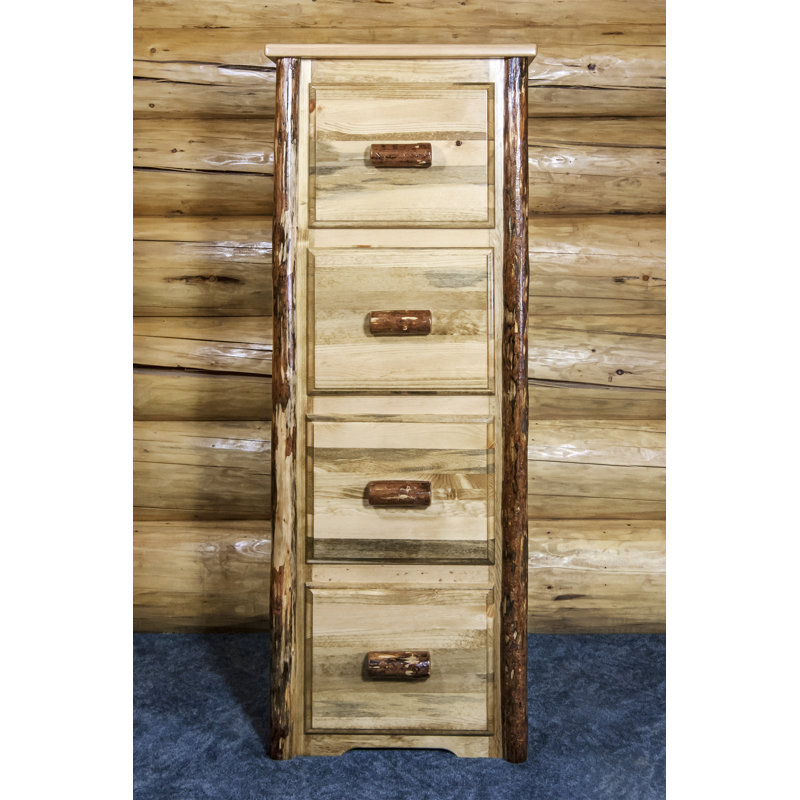Grand Lodge Pine 4-Drawer Letter File Cabinet with Dark Finish