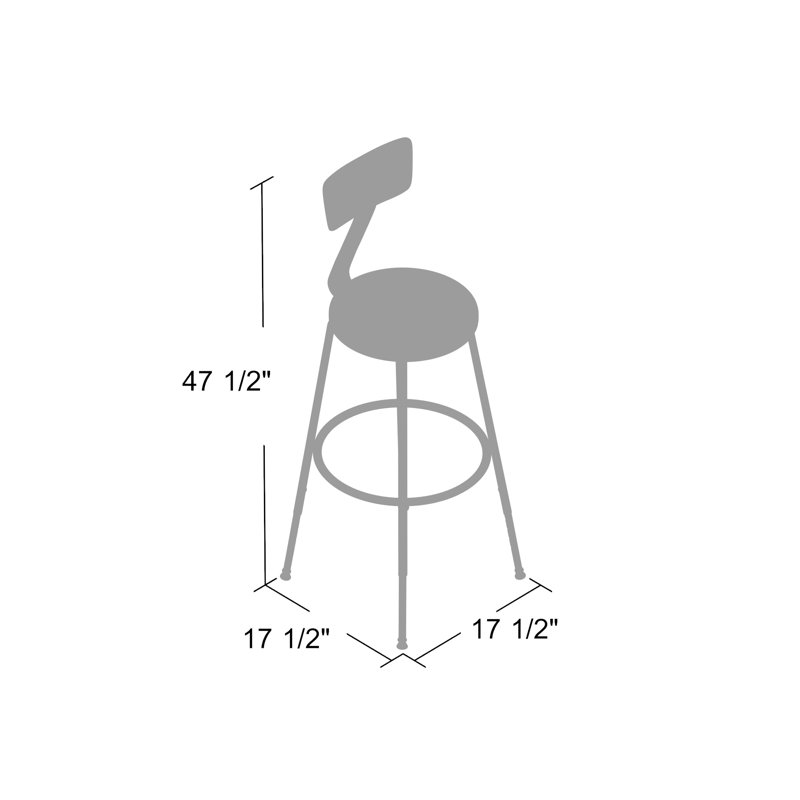 Modern Black Metal Adjustable Swivel Lab Stool, 32.5" Height
