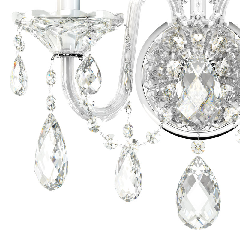 Sterling Polished Silver 2-Light Sconce with Clear Heritage Crystals