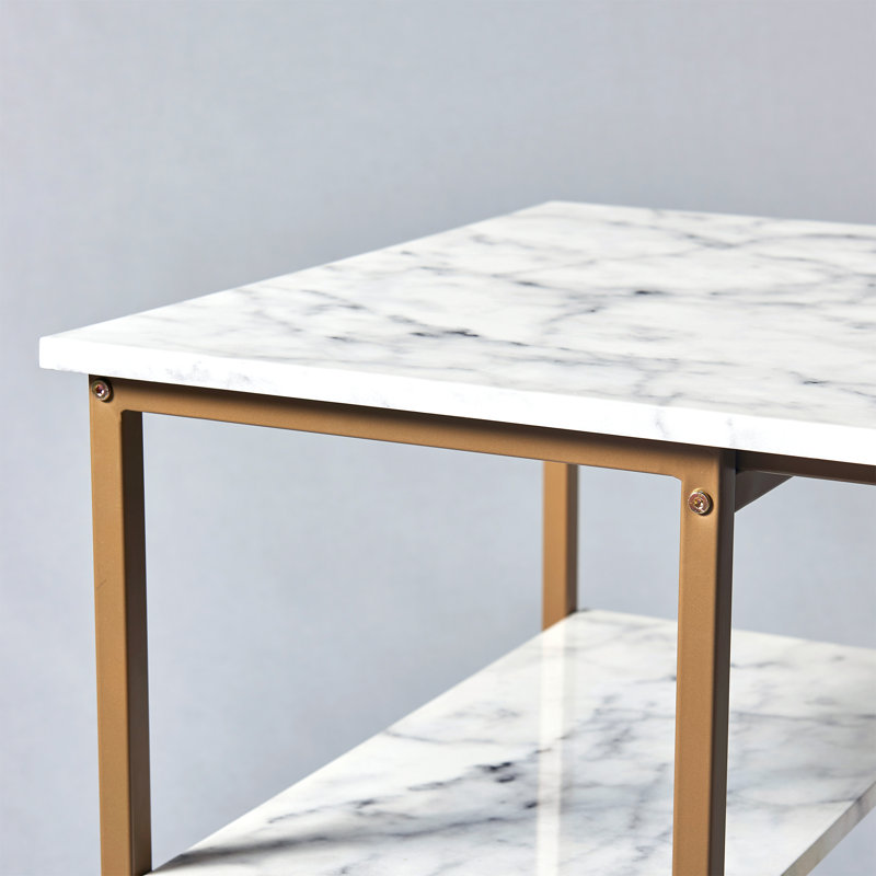 Elegant Faux Marble & Brass Finish Bistro Dining Set with 2 Padded Chairs