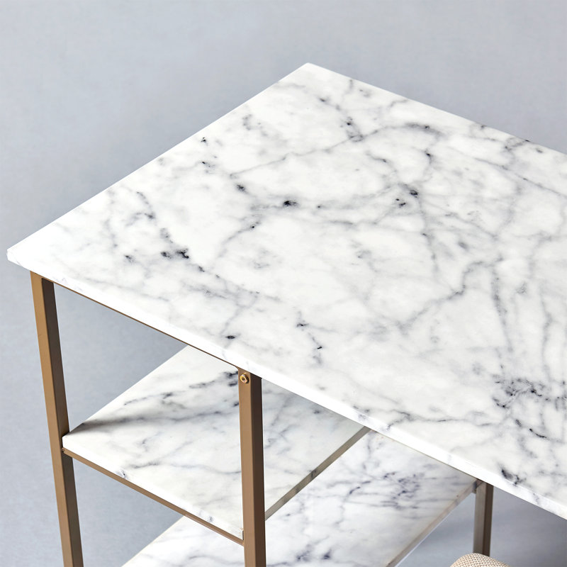 Elegant Faux Marble & Brass Finish Bistro Dining Set with 2 Padded Chairs