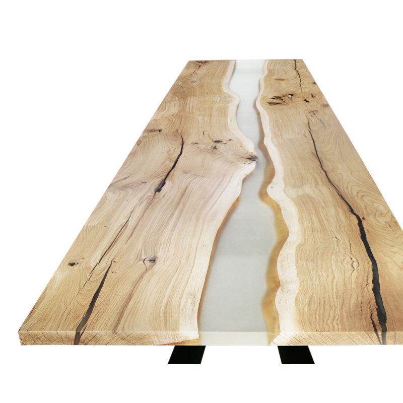 Adler Industrial Solid Wood Natural Oak-Black Dining Table