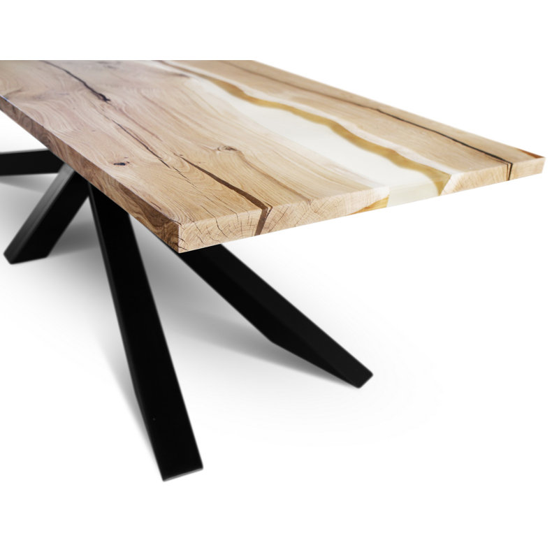 Adler Industrial Solid Wood Natural Oak-Black Dining Table