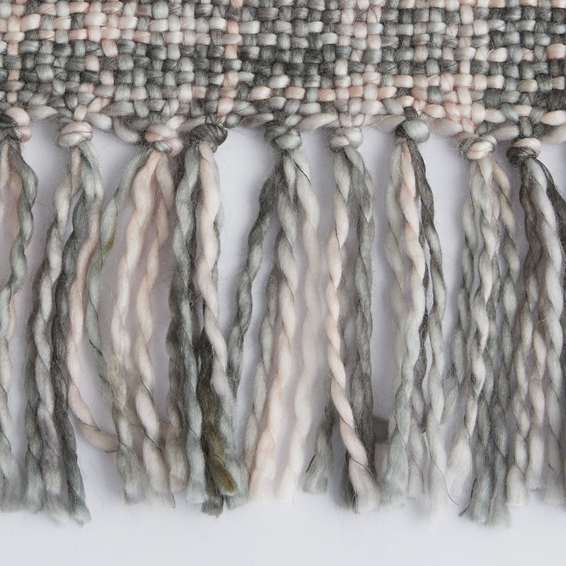 Gray Cotton Reversible Throw Blanket with Fringe