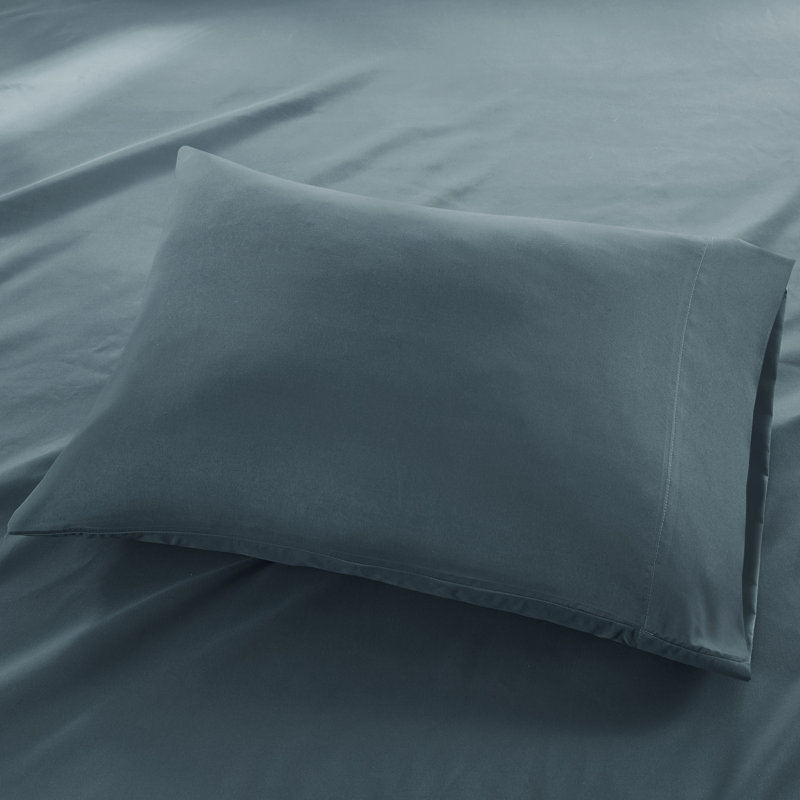 California King Blue Cotton Polyester Microfiber Sheet Set
