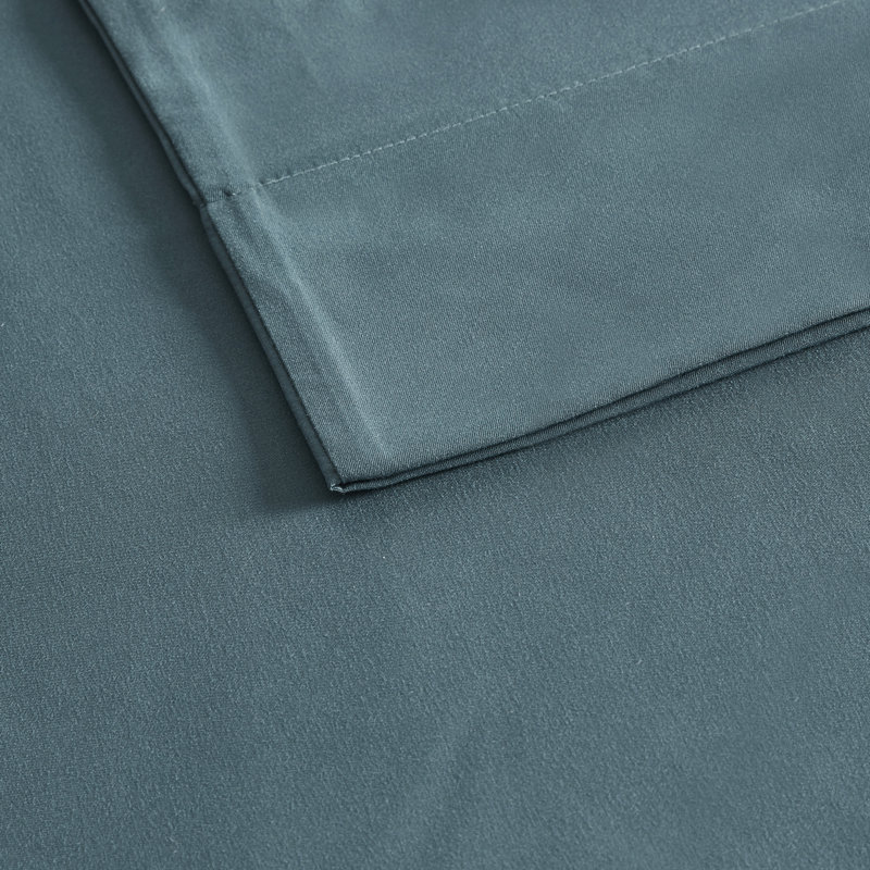 California King Blue Cotton Polyester Microfiber Sheet Set