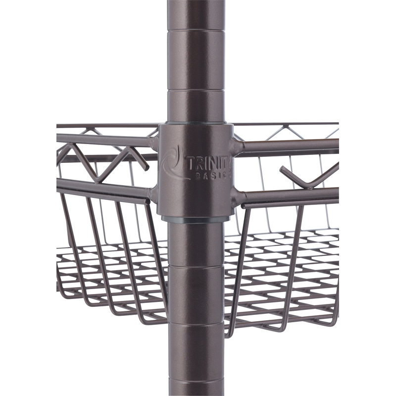24" Dark Bronze Steel Kitchen Cart with Bamboo Top and Adjustable Storage