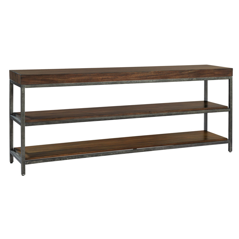 Transitional 72'' Black and Gray Solid Wood Console with Metal Legs