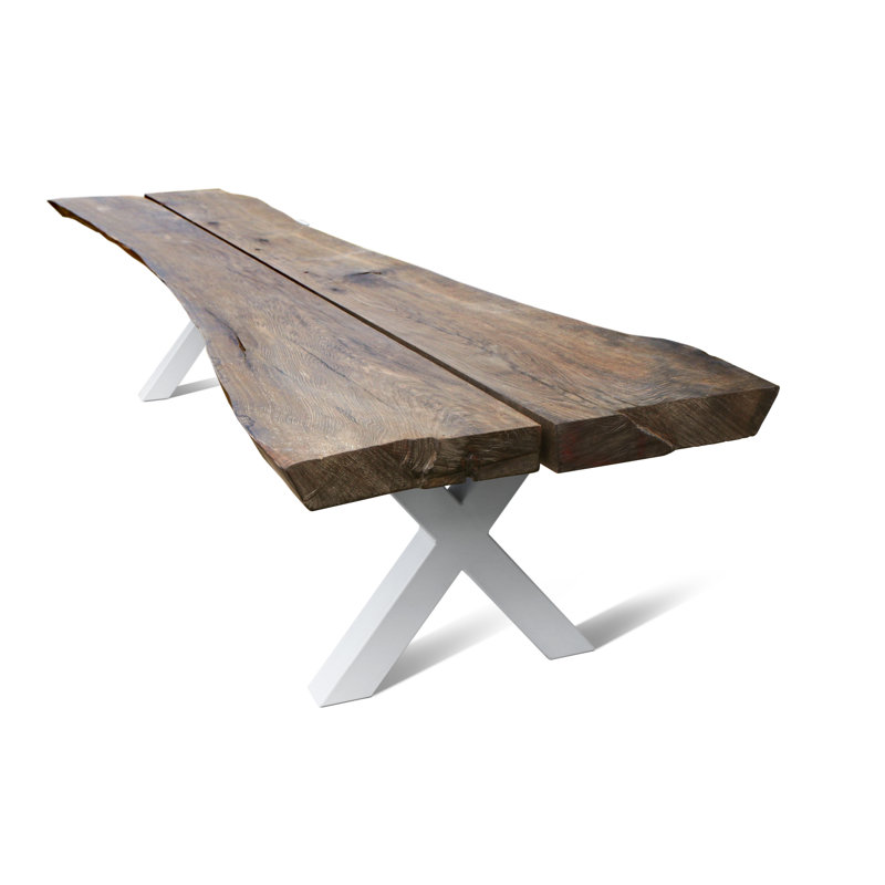 Ligram 39" Reclaimed Wood Rectangular Dining Table with Metal Base