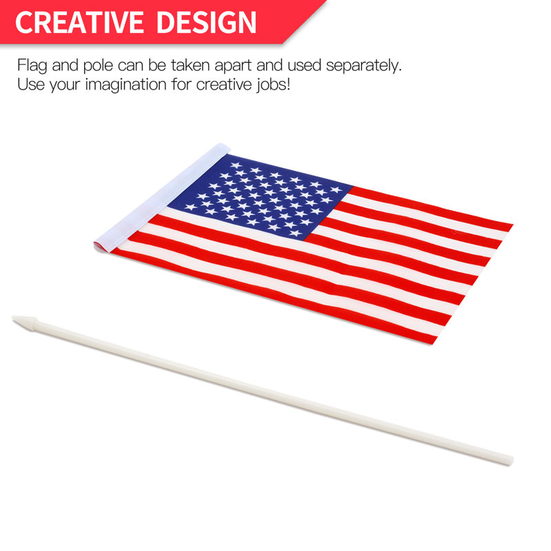 Patriotic Miniature Polyester American Flag Set with Plastic Poles