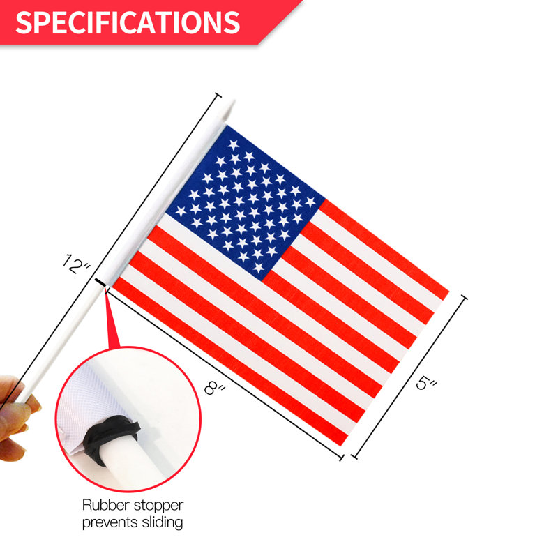 Patriotic Miniature Polyester American Flag Set with Plastic Poles