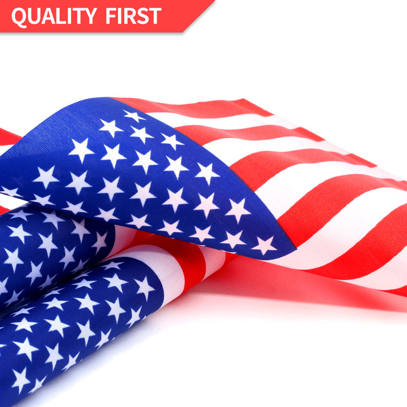 Patriotic Miniature Polyester American Flag Set with Plastic Poles