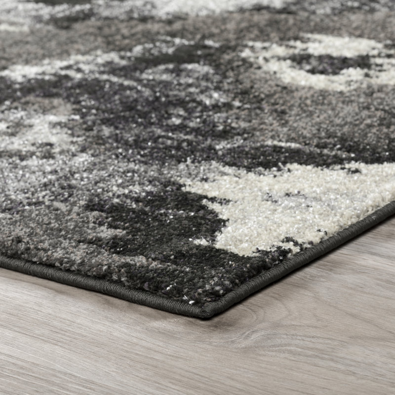 Moderno Pewter Rectangular 3'3" x 5'3" Easy-Care Rug