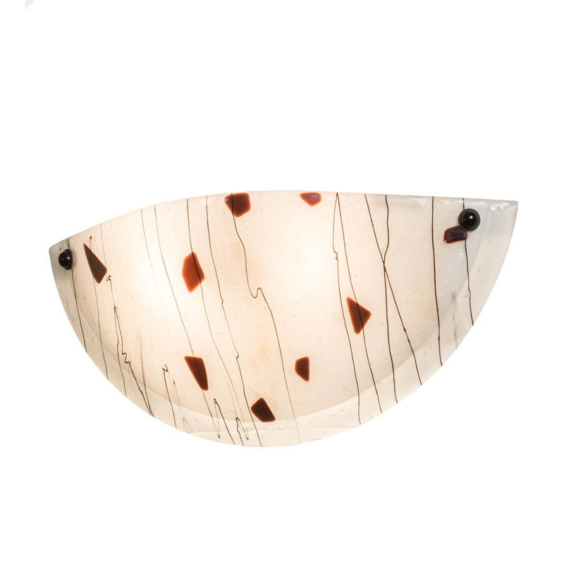 Winter White and Bronze 2-Light Dimmable Sconce with Fused Glass