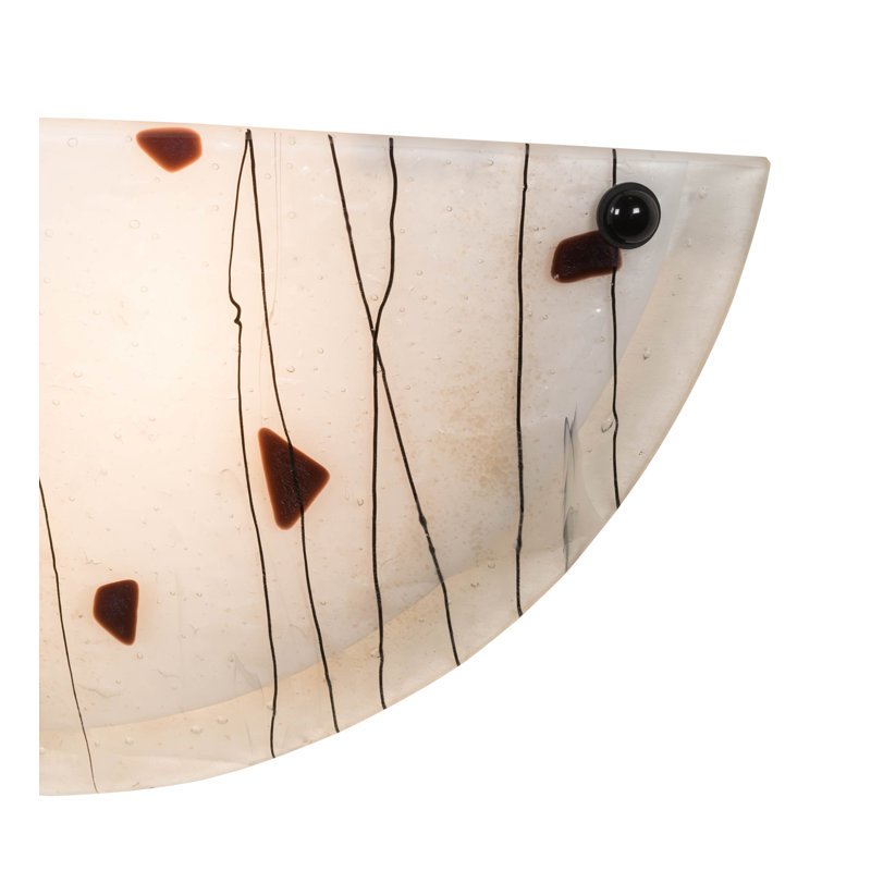 Winter White and Bronze 2-Light Dimmable Sconce with Fused Glass