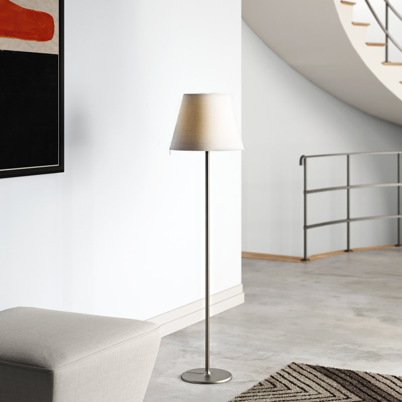 Adjustable Grey Satin Silk Floor Lamp with Aluminum Base