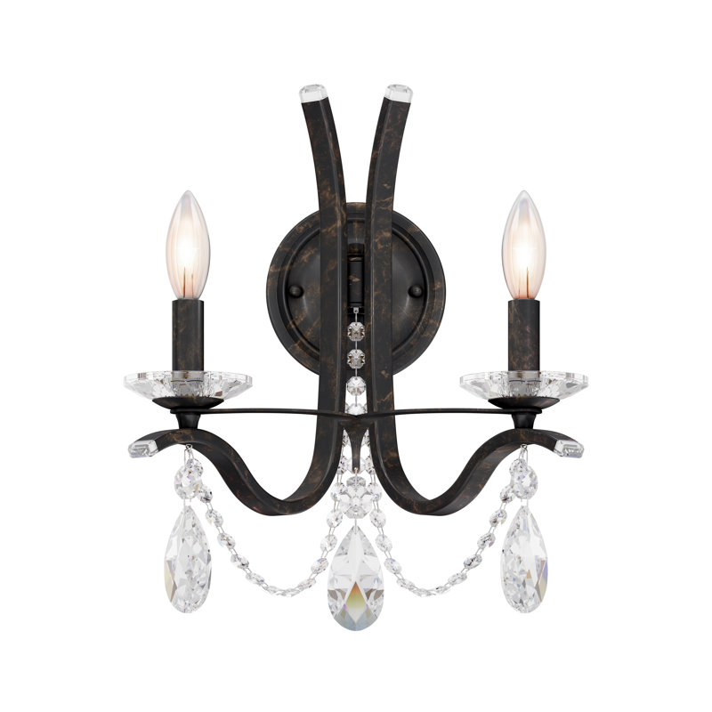 Heirloom Bronze Vesca 2-Light Wall Sconce with Clear Heritage Crystals