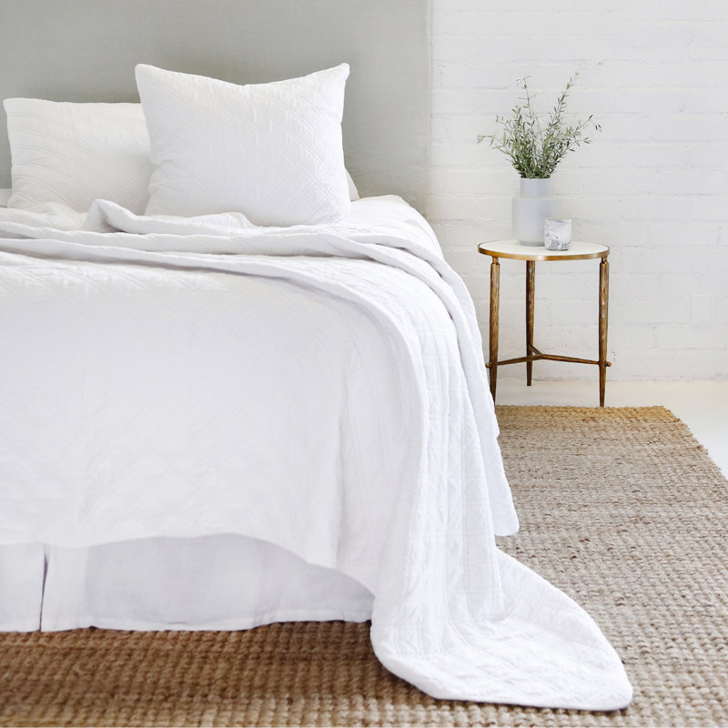 Hampton White Cotton Euro Sham with Diamond Quilt Pattern