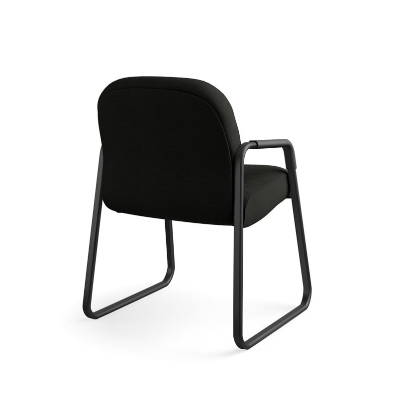 Luxurious Black Leather and Steel Visitor Chair with Memory Foam