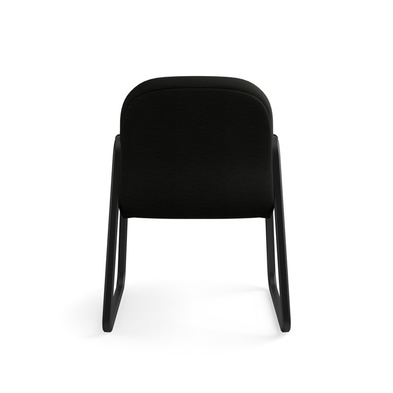 Luxurious Black Leather and Steel Visitor Chair with Memory Foam