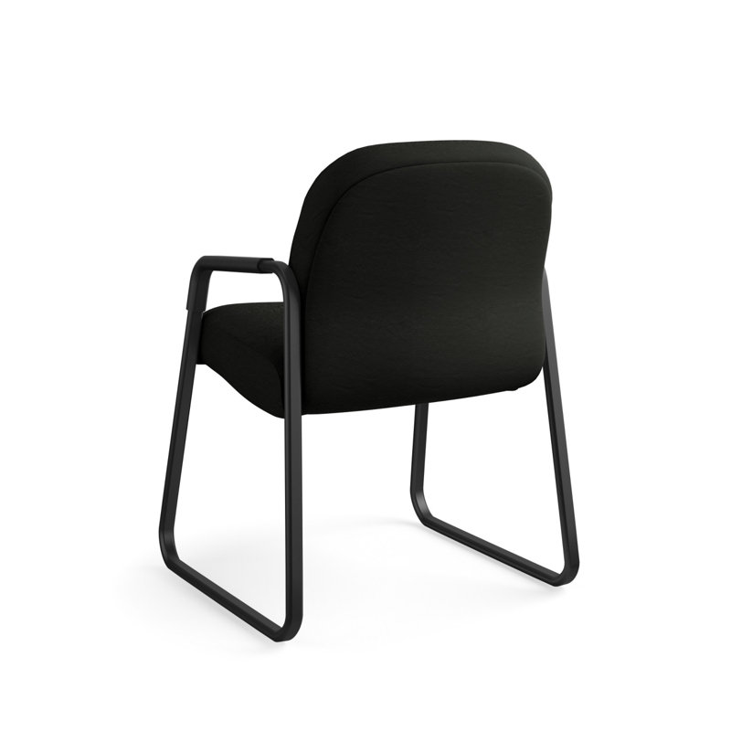 Luxurious Black Leather and Steel Visitor Chair with Memory Foam