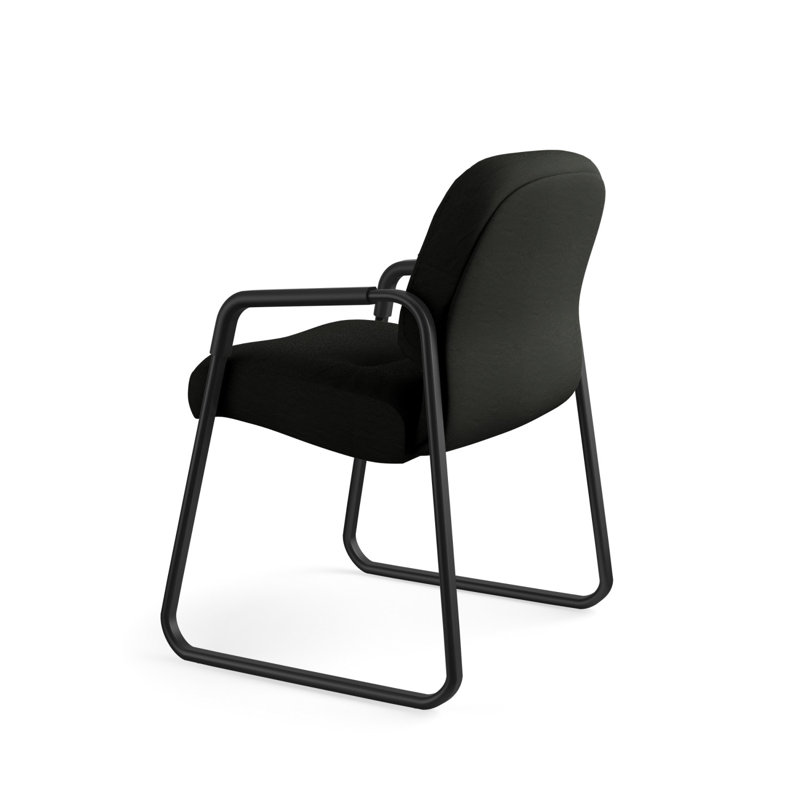 Luxurious Black Leather and Steel Visitor Chair with Memory Foam