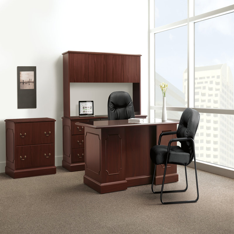 Luxurious Black Leather and Steel Visitor Chair with Memory Foam