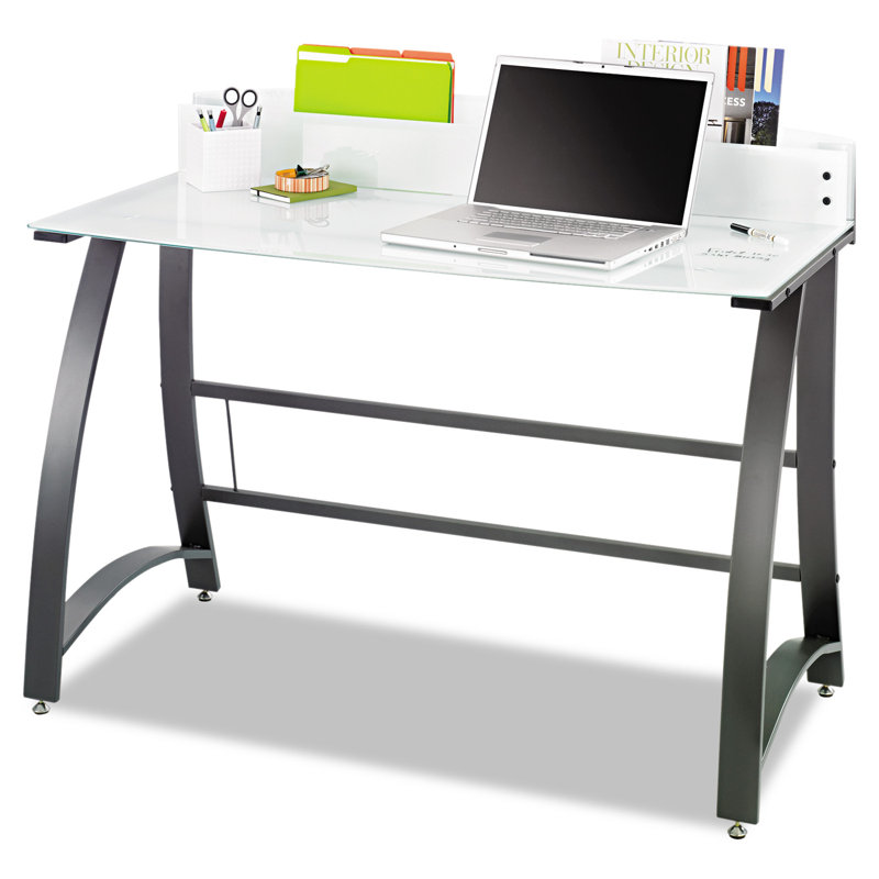 Black Tempered Glass and Steel Computer Workstation
