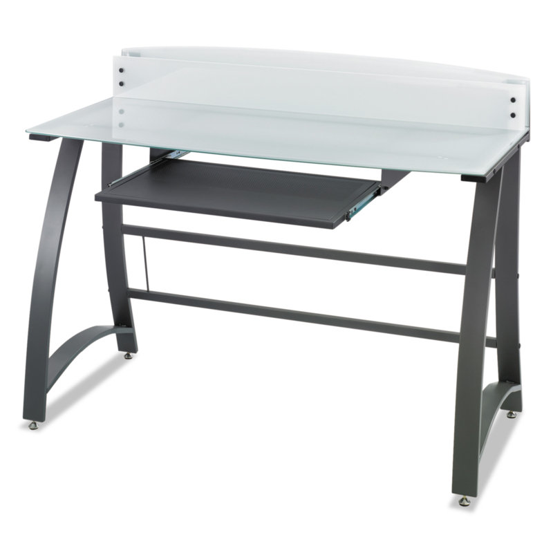 Black Tempered Glass and Steel Computer Workstation