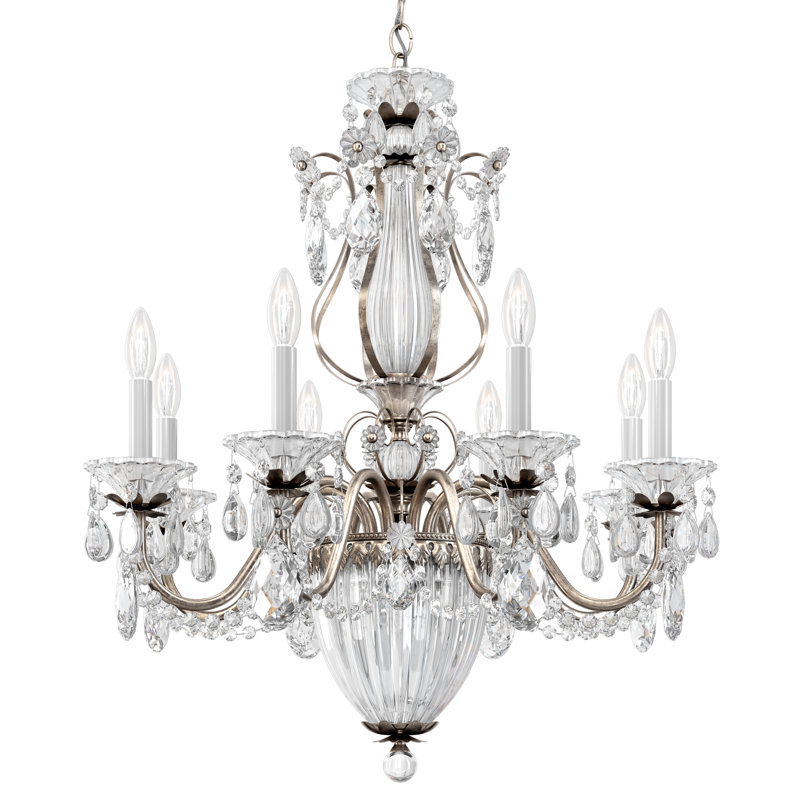 Elegant Antique Silver 11-Light Chandelier with Heritage Crystal