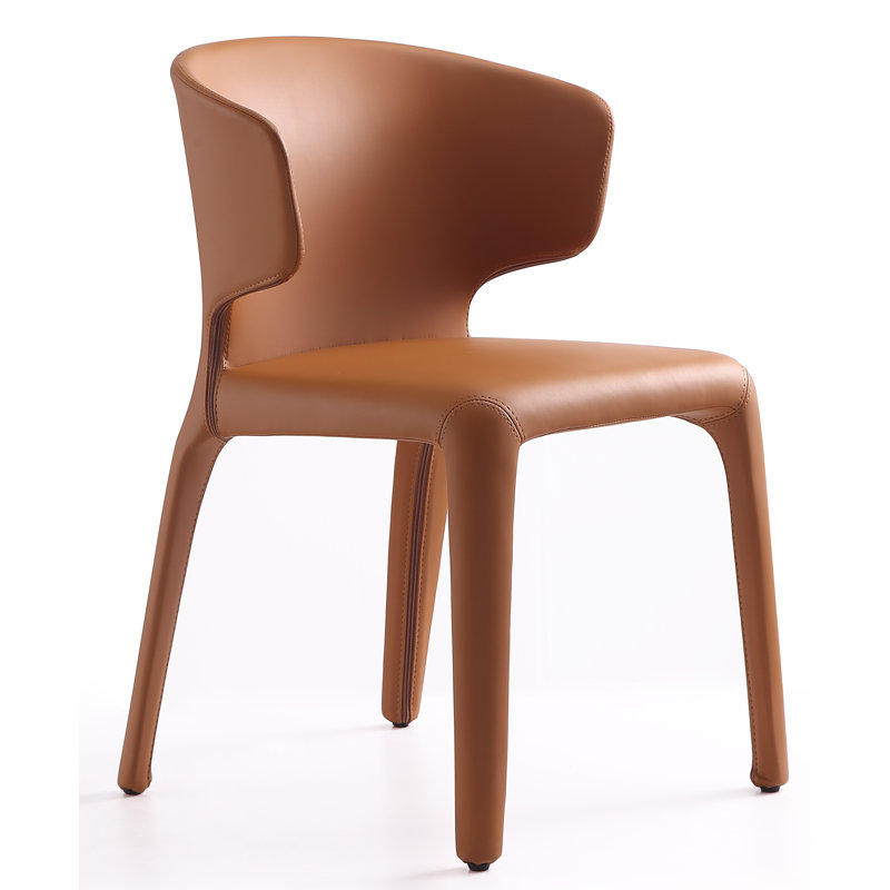 Saddle Faux Leather Upholstered Side Chair with Metal Legs