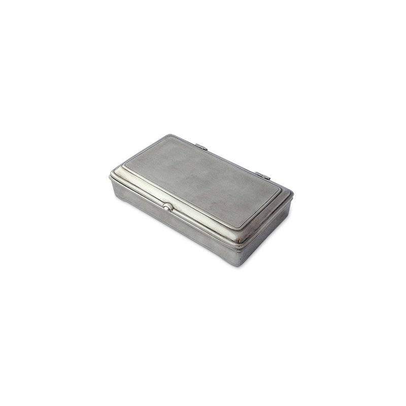 Handmade Pewter Rectangle Lidded Box with Leather