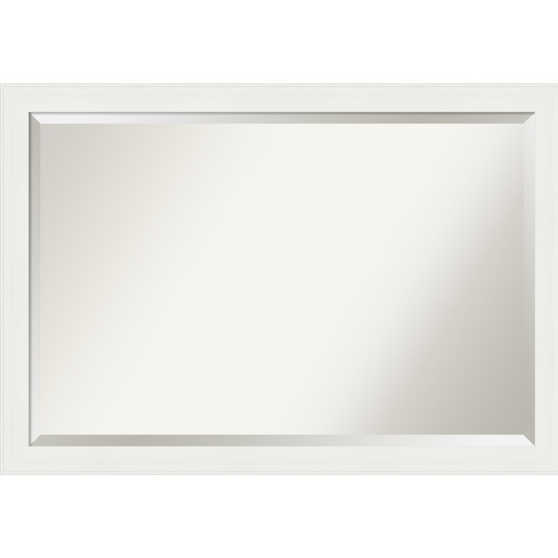 Vanity White Rectangular Beveled Wall Mirror