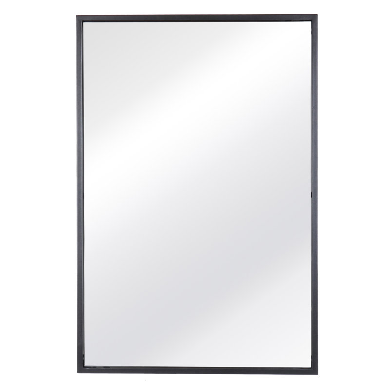 Gray Metal Rectangular Wall Mirror, 36 x 24 Inches