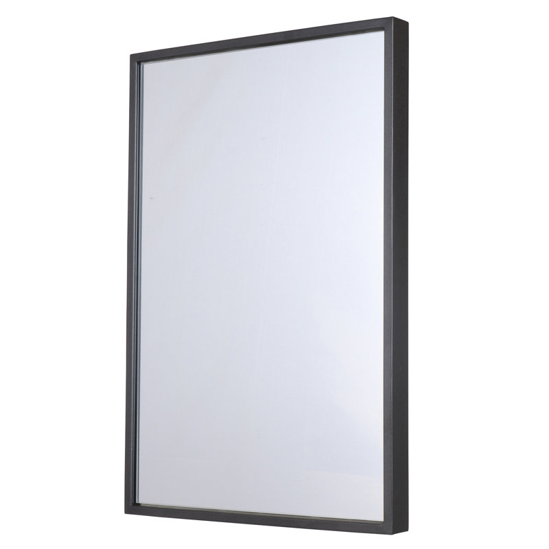 Gray Metal Rectangular Wall Mirror, 36 x 24 Inches