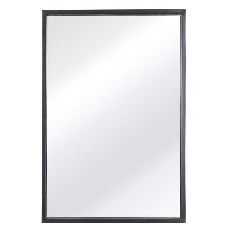 Gray Metal Rectangular Wall Mirror, 36 x 24 Inches