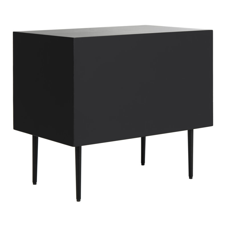 Tessie Black Transitional Bone Inlay 2-Drawer Nightstand
