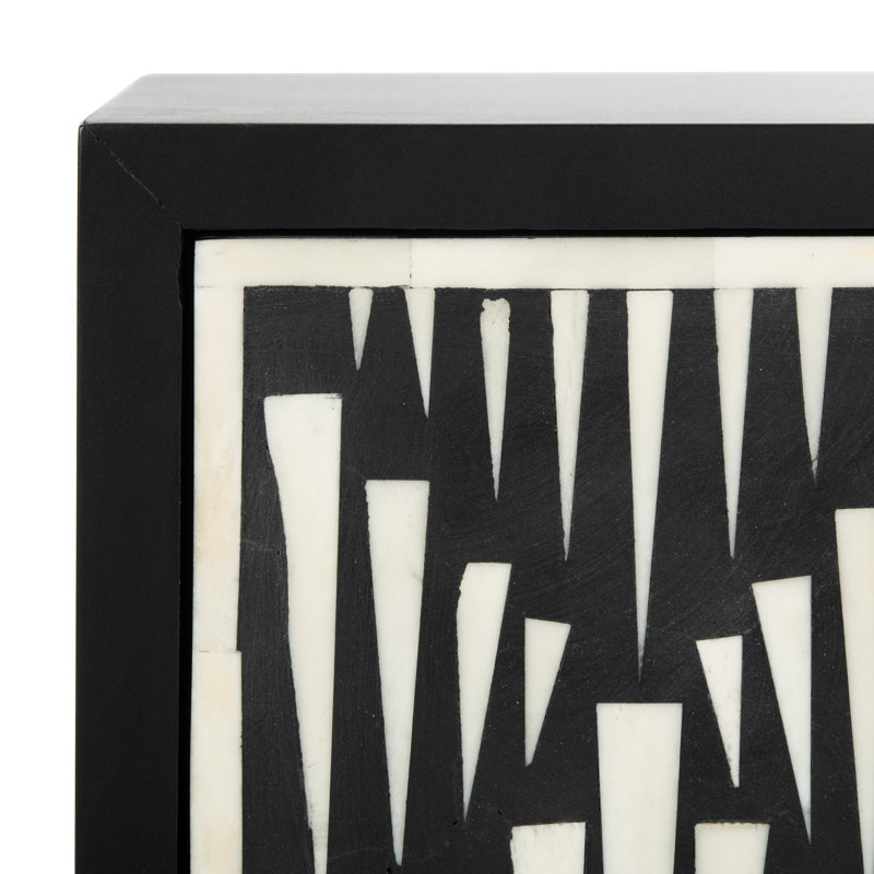 Tessie Black Transitional Bone Inlay 2-Drawer Nightstand
