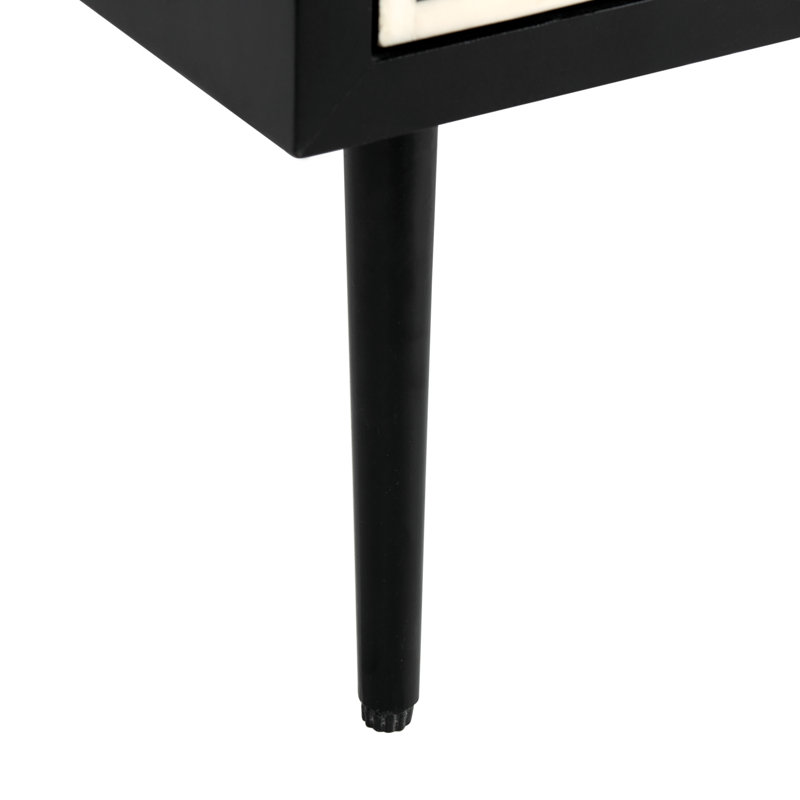 Tessie Black Transitional Bone Inlay 2-Drawer Nightstand