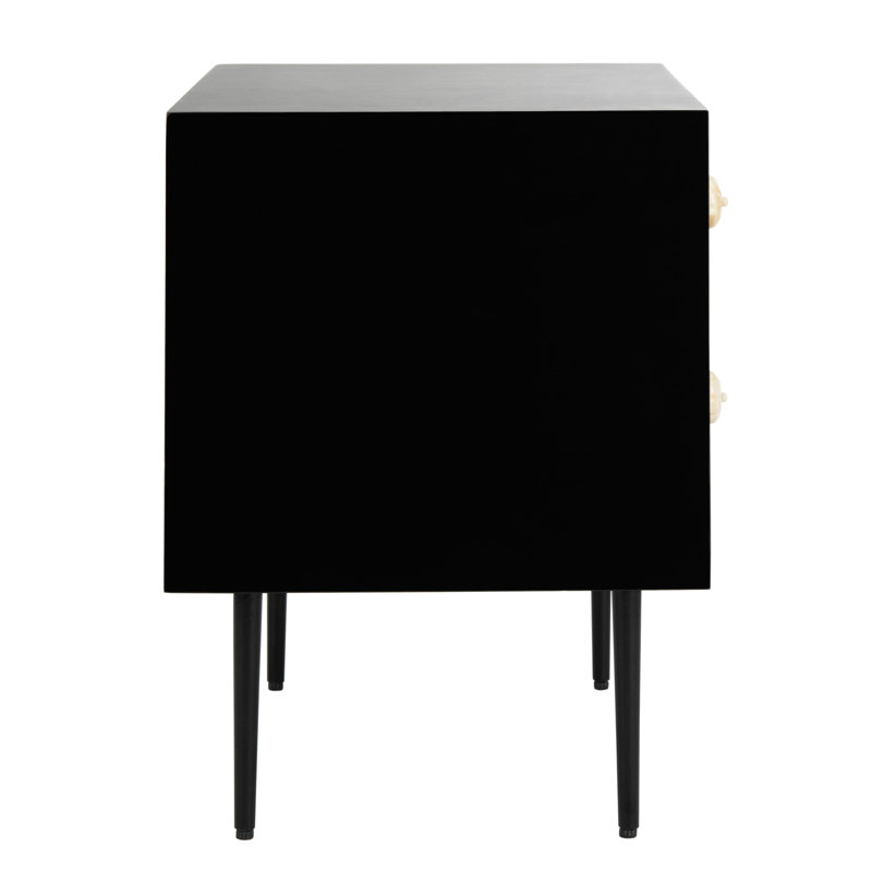 Tessie Black Transitional Bone Inlay 2-Drawer Nightstand