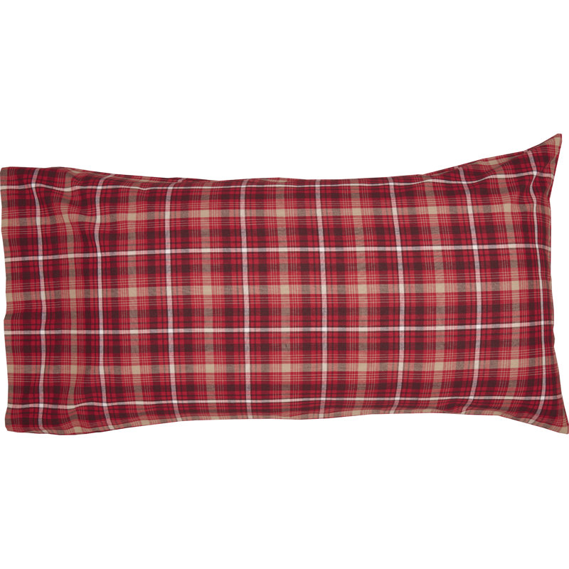 Braxton King Size Apple Red Plaid Cotton Pillowcase Set