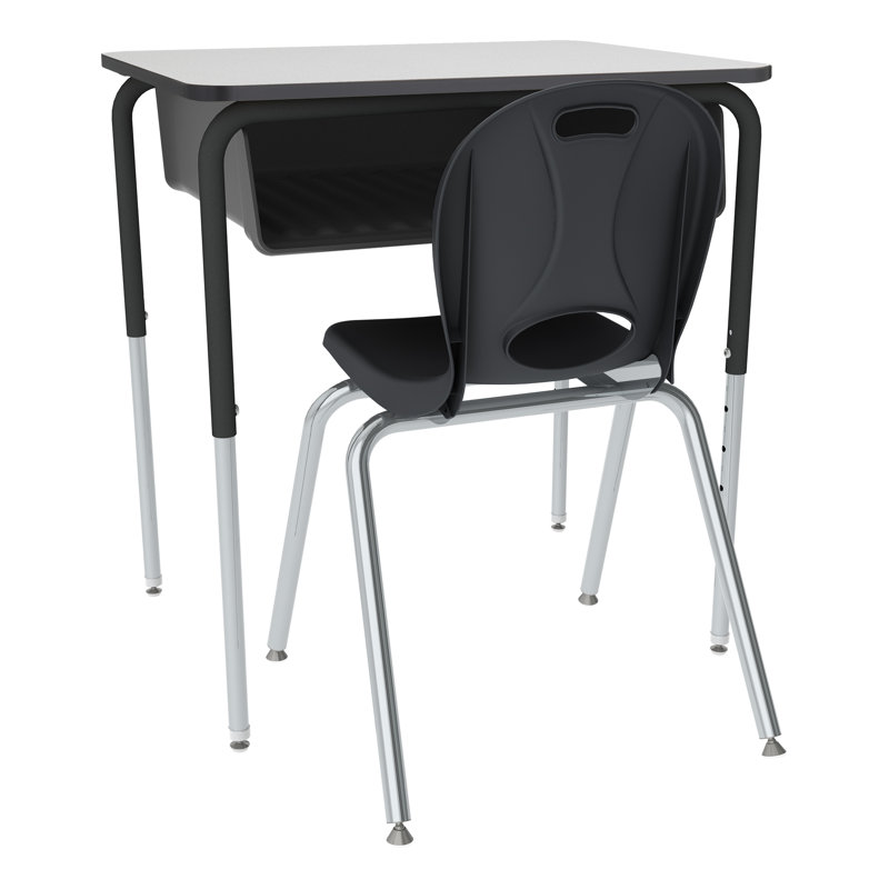 Black Plastic Stacking Classroom Chairs with Chrome Legs, Set of 4
