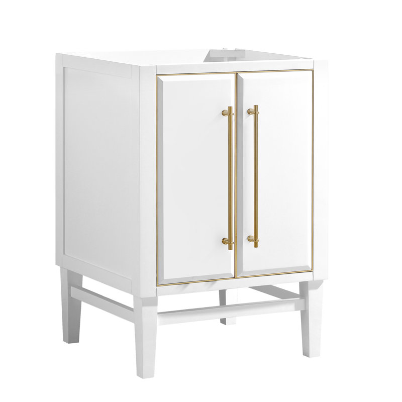Mason 24'' White Solid Wood Vanity Base with Gold Trim