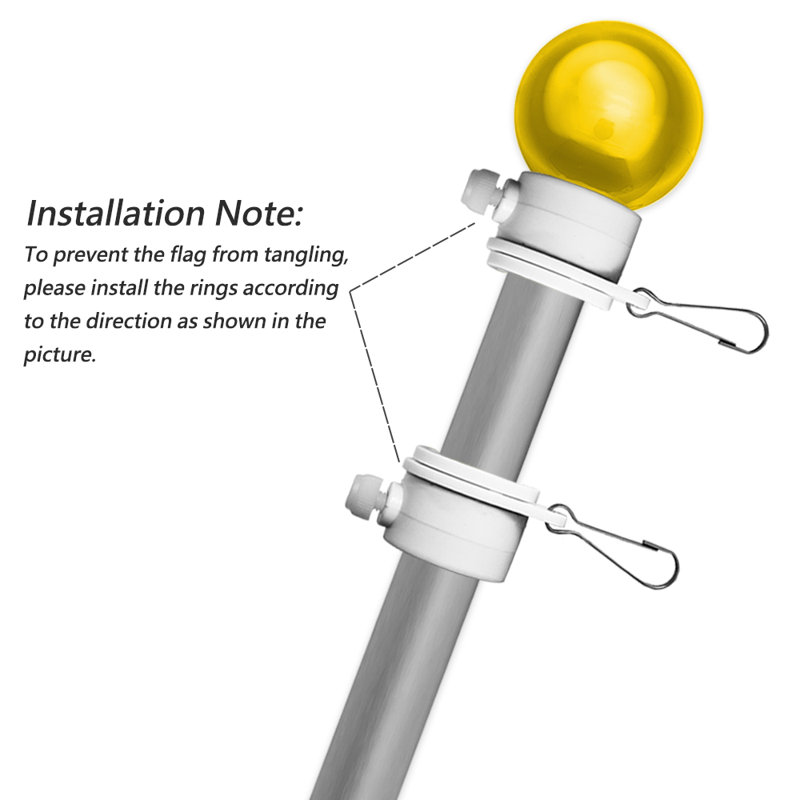 White 1-Inch Diameter Tangle-Free Flagpole Ring with Metal Clip