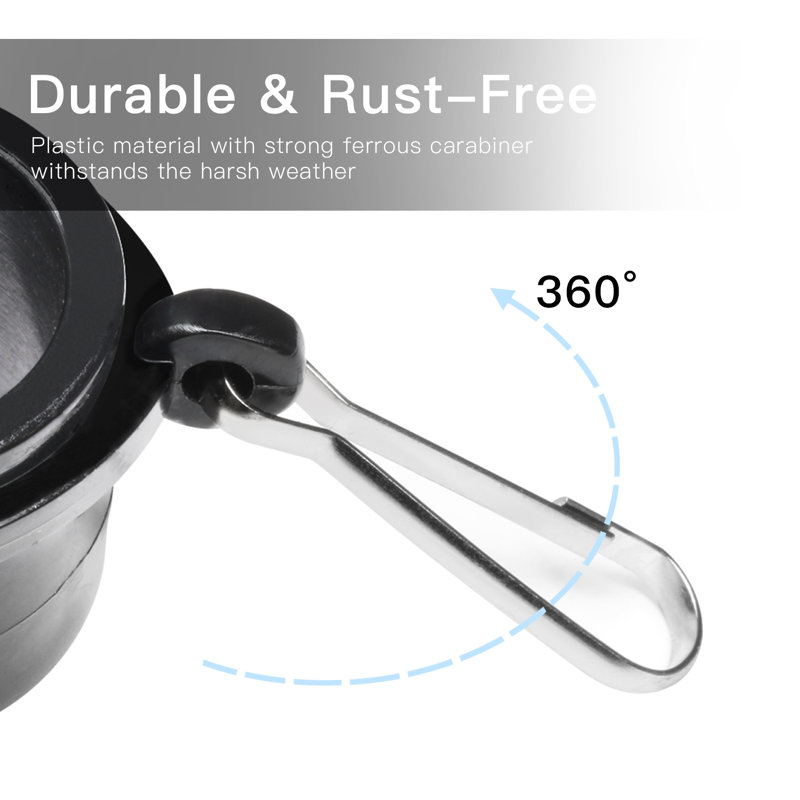Black Plastic Adjustable Flagpole Rings with Clips - 2 Pcs